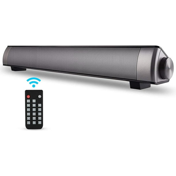 Barra de sonido, TOPROAD Soundbar con cable y altavoz Bluetooth 5.0 inalámbrico, micrófono incorporado, para teléfono móvil/tableta/proyector y compatible con TV con salida AUX/RCA