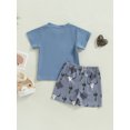 thumbnail image 3 of Toddler Boy Summer Clothes Suits Letter Cow Head Print Short Sleeve T-Shirts and Elastic Waist Shorts 2Pcs Set, 3 of 8