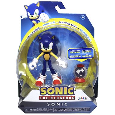 Sonic with Invincible Box Sonic the Hedgehog Action Figure 4"