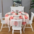thumbnail image 2 of Strawberry Plants Fruit Light Pink Pattern Round Tablecloth 60"x60",Wrinkle Wipeable Table Cloth for Kitchen Dining Room Picnic Patio Party, 2 of 6