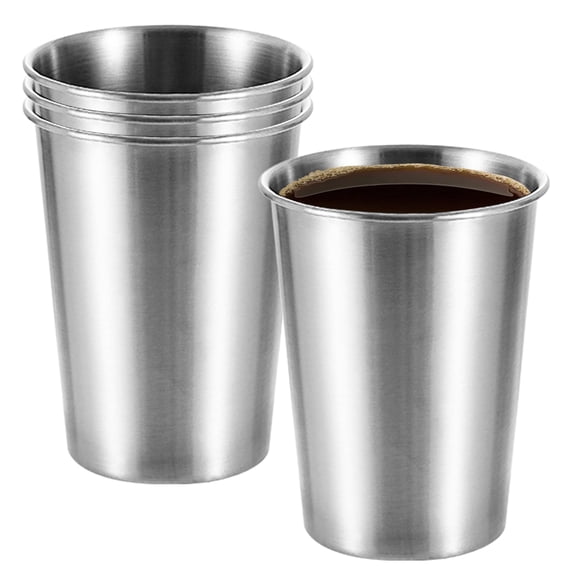 4 pack 304 Stainless Steel Drinking Cup, 350ml Metal Tumbler, Reusable Single Wall Cup for Beer, Water, Juice, Home Kitchen and Outdoor Use