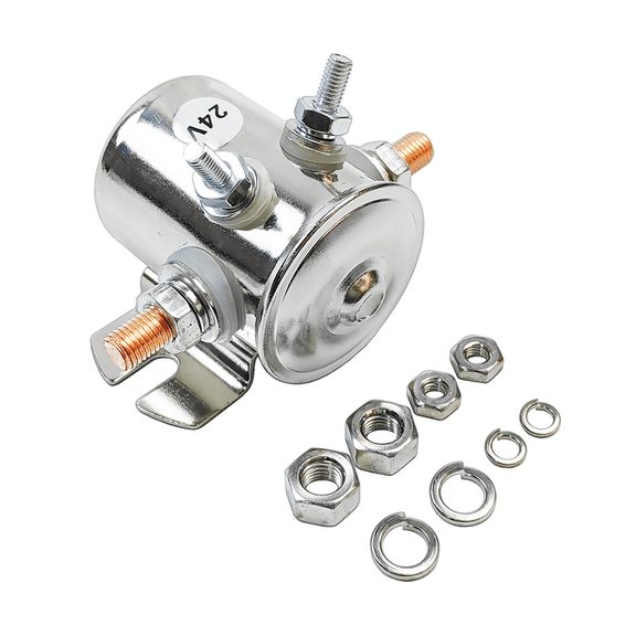 Max 150A 24 Volt 4-Terminal Continuous Duty Solenoid Relay 24063 Nickel-Plating | Fits for Golf Carts, Winch, Marine, Heavy Duty, SPST 24VDC 24V Solenoid Relay Need Break | OE# 0662565200754, 24063