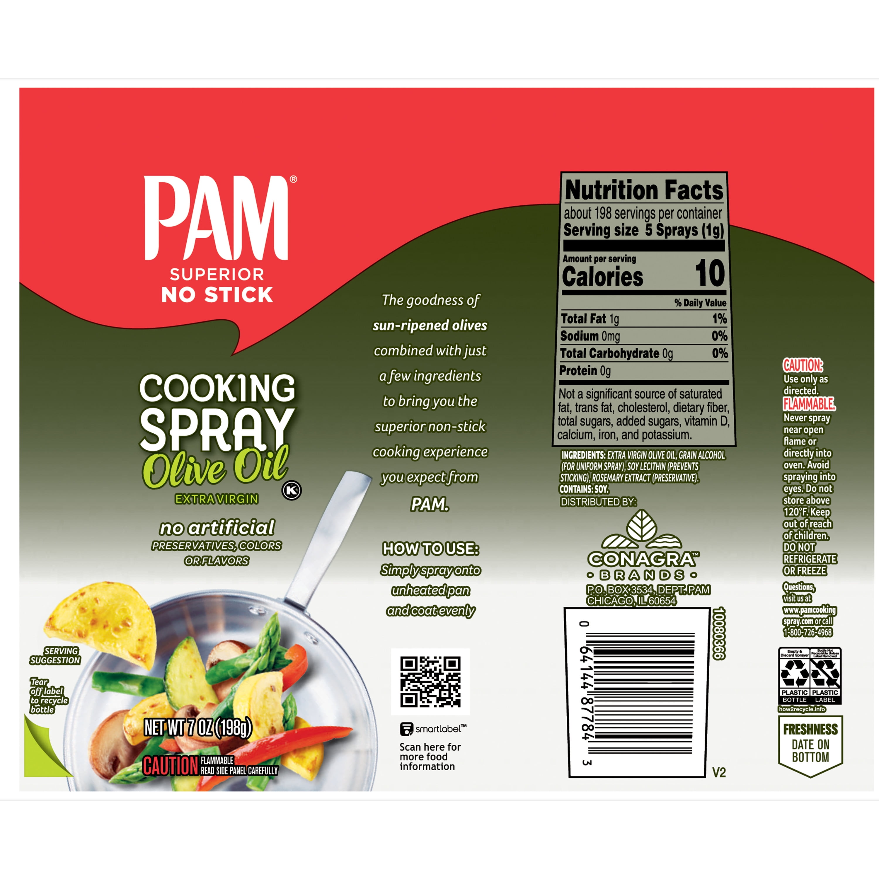 Pam Expeller Pressed Olive Oil No-Stick Cooking Spray, 5 oz