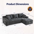 thumbnail image 6 of Nkurdsu 96" Modular Sectional Sofa, Boneless L-Shaped Cloud Couch, No Assembly Required, Modern Corduroy Sofa for Living Room, Dark Gray (Right Facing Chaise）, 6 of 8