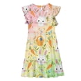 thumbnail image 5 of Girls Easter Bunny Print Sundress Tiered Ruffle Sleeve A-Line Multicolor 5-6 7-8 9-10 11-12 13-14 Years,Size 11 T, 5 of 7