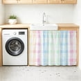 thumbnail image 3 of Blue Pink Plaid Sink Skirt 11"W x 13"L,Dustproof Under Sink Curtain Skirt for Bathroom Kitchen,Pastel Green White Buffalo Patchwork Adhesive Short Curtain Vanity Cover for Laundry Closet Shoe Rack, 3 of 8
