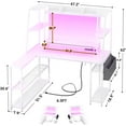 thumbnail image 2 of Cyclysio L Shaped Gaming Desk, 47” L Shaped Desk with Storage, Gaming Desk with Shelves, Charging Station and LED Light, Computer Desk with Monitor Stand and Storage Bag, White, 2 of 7