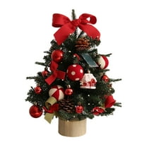 Artificial Christmas Tree with LED Lights and Decorative Ornaments for Indoor Holiday Tabletop Display Home Office