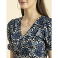 thumbnail image 3 of Moomaya Womens Printed Front Slit Dress, Puffed Sleeves, Styles Back Ties Midi Dress, 3 of 8