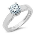 thumbnail image 5 of 1.06 ct Round Cut Natural Swiss Blue Topaz Solitaire with Simulated Diamond Accents 14K White Gold Womens Engagement Ring, 5 of 6