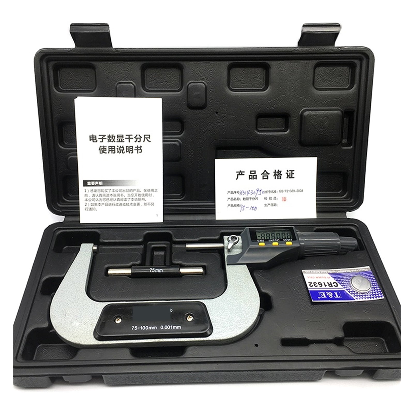 75-100mm 0.001mm Standard Electronic Outside Micrometers Digital Tools Caliper Gauge Meter Micrometer Carbide Tip Measuring Tool