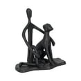 thumbnail image 2 of Figurine Metal Wood Aluminum Minimalist Person with Dog Home Office Bedroom Living Room Decor - 9" Black, 2 of 13
