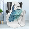 thumbnail image 4 of Ballet Soft Flannel Fleece Throw Blanket, Ballerina Dancer Watercolor Tutu in Blue Shades Classical Arts, Cozy Plush for Indoor and Outdoor Use, 50" x 70", Seafoam Dark Blue Black, by Ambesonne, 4 of 5