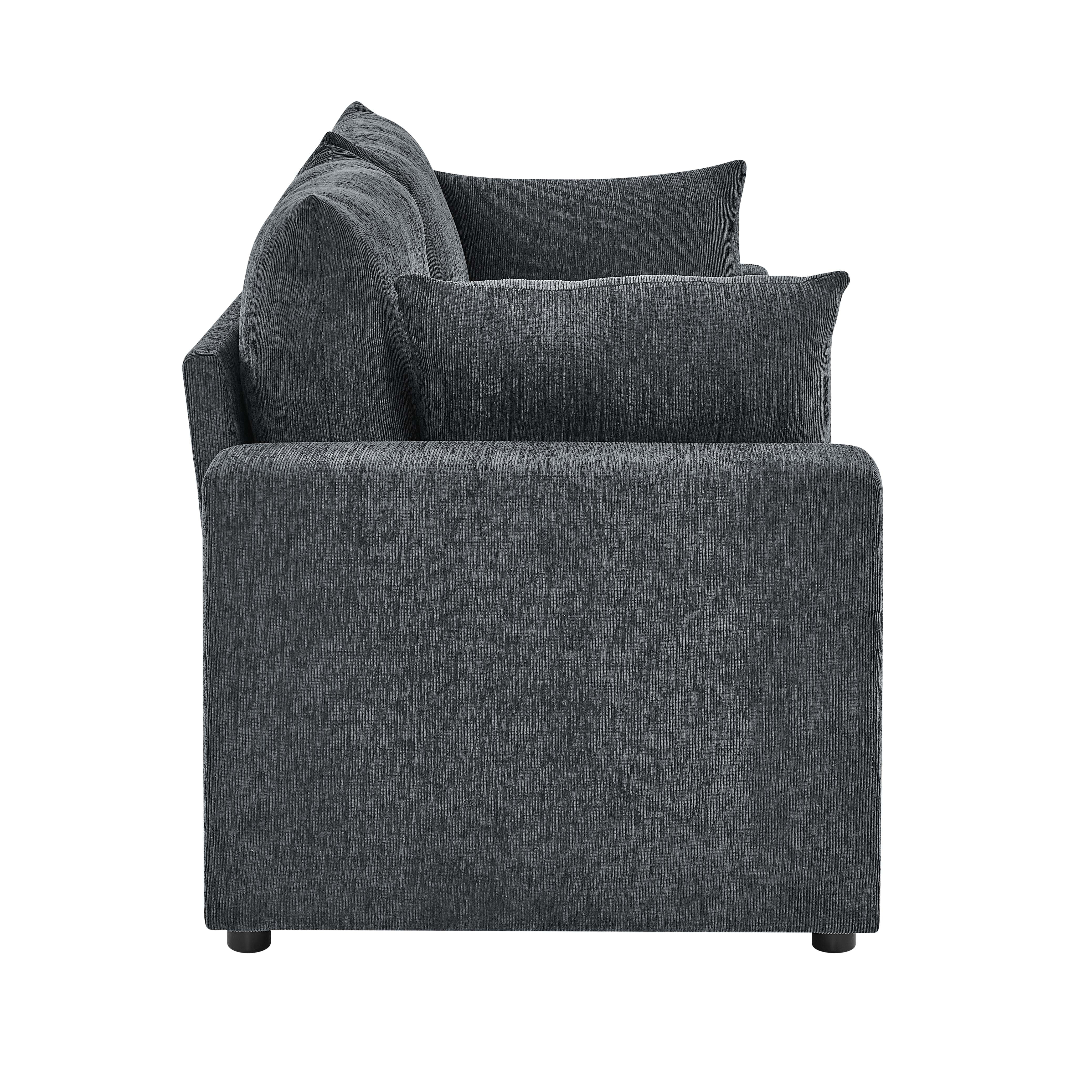 AENKYO 78" Modern Upholstered Sectional Sofa, Loveseat Couch with Deep Cushions and Pillows for Living Room，Black