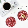 thumbnail image 5 of Pofeuu Red Christmas Cheer. Print Leather Coasters Set of 6, Round Cups Mugs Mat Pad for Home Kitchen Heat Resistant Drink Coasters,Round Shape, 5 of 7
