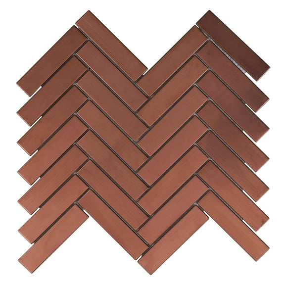 Modket TDH281RG Rose Gold Copper Color Metallic Metal Herringbone Mosaic Tile Kitchen Backsplash