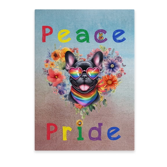 Peace Love Pride French Bulldog with Rainbow Sunglasses LGBT LGBTQ  Vertical Matte Canvas Poster Dog Lover Gifts Wall Art Home Decor - 01004