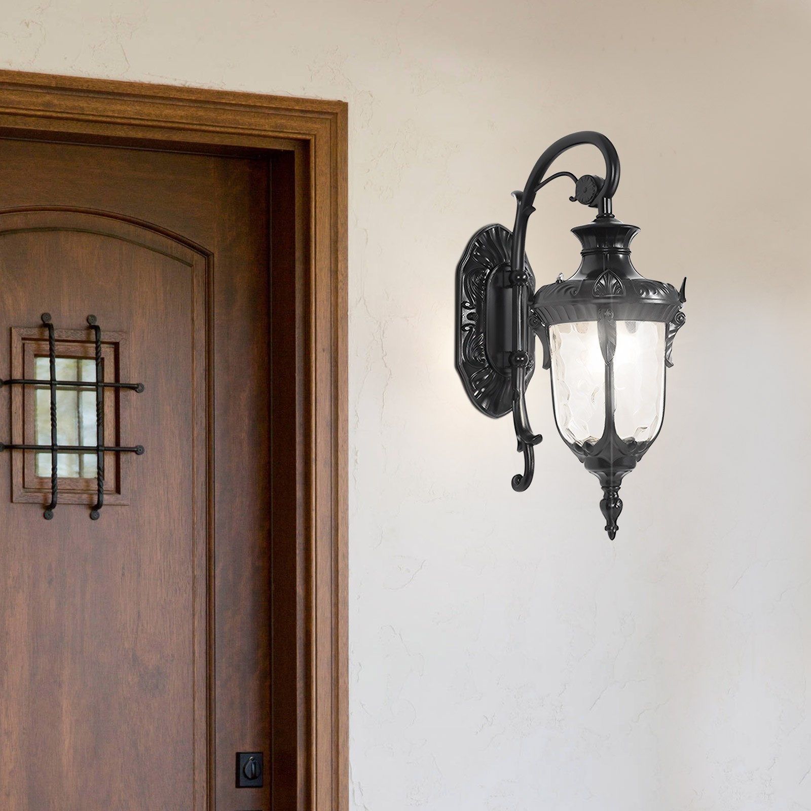 Retro Exterior Wall Light Sconce Outdoor Patio Porch Lamp Lantern Fixture Black for Front Door,Hallways