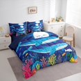 thumbnail image 4 of Manfei Blue Ocean Whale 7-Piece Bedding Comforter Set for Kid, Cartoon Marine Animal King Bedding Sets, Underwater World Theme Reversible Bed Sheets, Luxury Bedroom Decor, 4 of 8