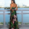 thumbnail image 6 of Women's Dresses Floral Adjustable Thin shoulder strap V Neck Boho Long Maxi Dress Summer Beach Ethnic Sundress, 6 of 8