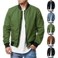 thumbnail image 2 of LZHGirlshop Men's Lightweight Bomber Jacket Casual Windbreaker Flight Coat Zip Up Textured Jacket with Pocket,Blue,3XL, 2 of 7