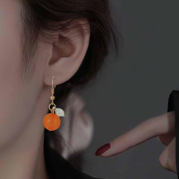 YYKihy Funny Orange Drop Earrings For Women (orange Drop Earrings) Orange Dangle Earrings For Women Cute 3D Orange Earrings Acrylic Lifelike Orange