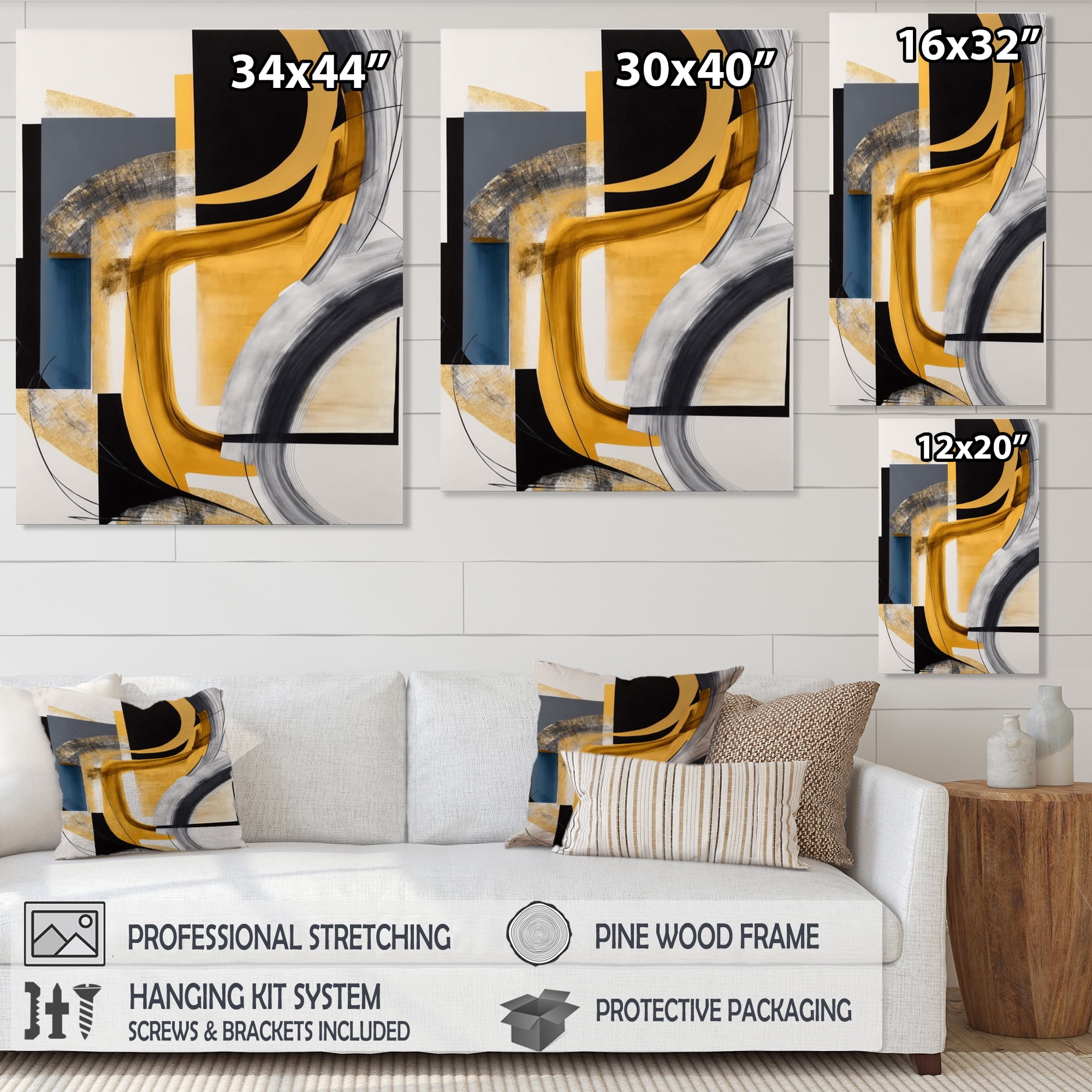 Designart Glam Gold And Black Expression IV Canvas Wall Art