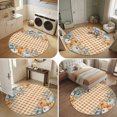 thumbnail image 5 of Round Area Rugs 6Ft, Thanksgiving Fall Non-Slip Washable Circle Rugs Carpet, Autumn Orange Blue Pumpkin Check Indoor Outdoor Rug Floor Mats Throw Runner for Bedroom Living Room Bathroom, 5 of 8