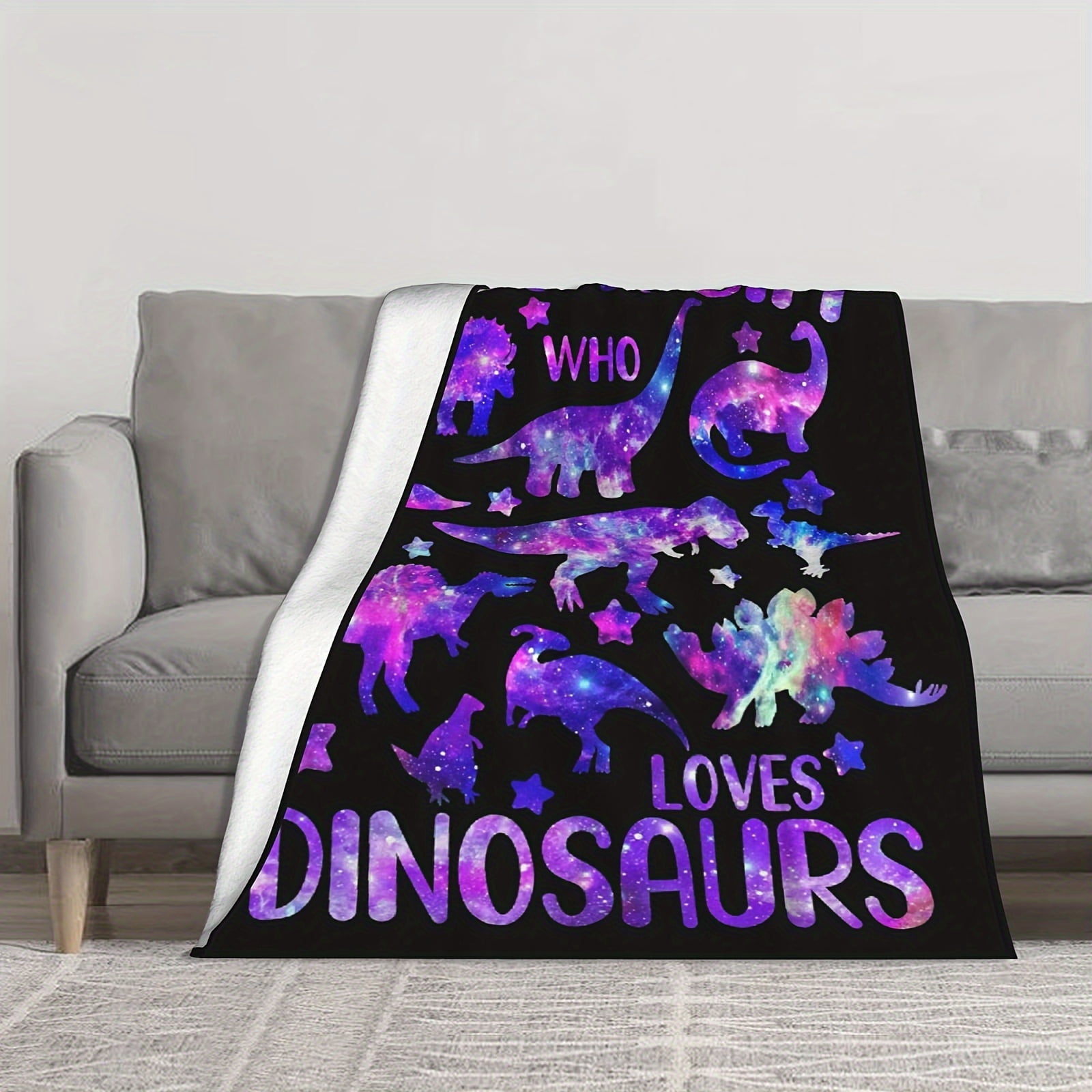 1 pc Dinosaur Blanket for Girls-Just a Girl Who Loves Dinosaurs-Dinosaur Gift for Girls Women-Super Cute Starry Dinosaur Pattern-Soft Lightweight and Warm