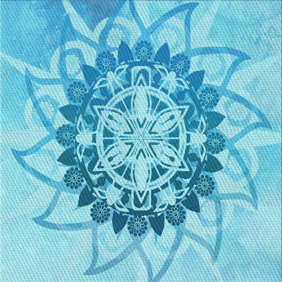 Ahgly Company Indoor Square Patterned Deep Sky Blue Area Rugs, 5' Square