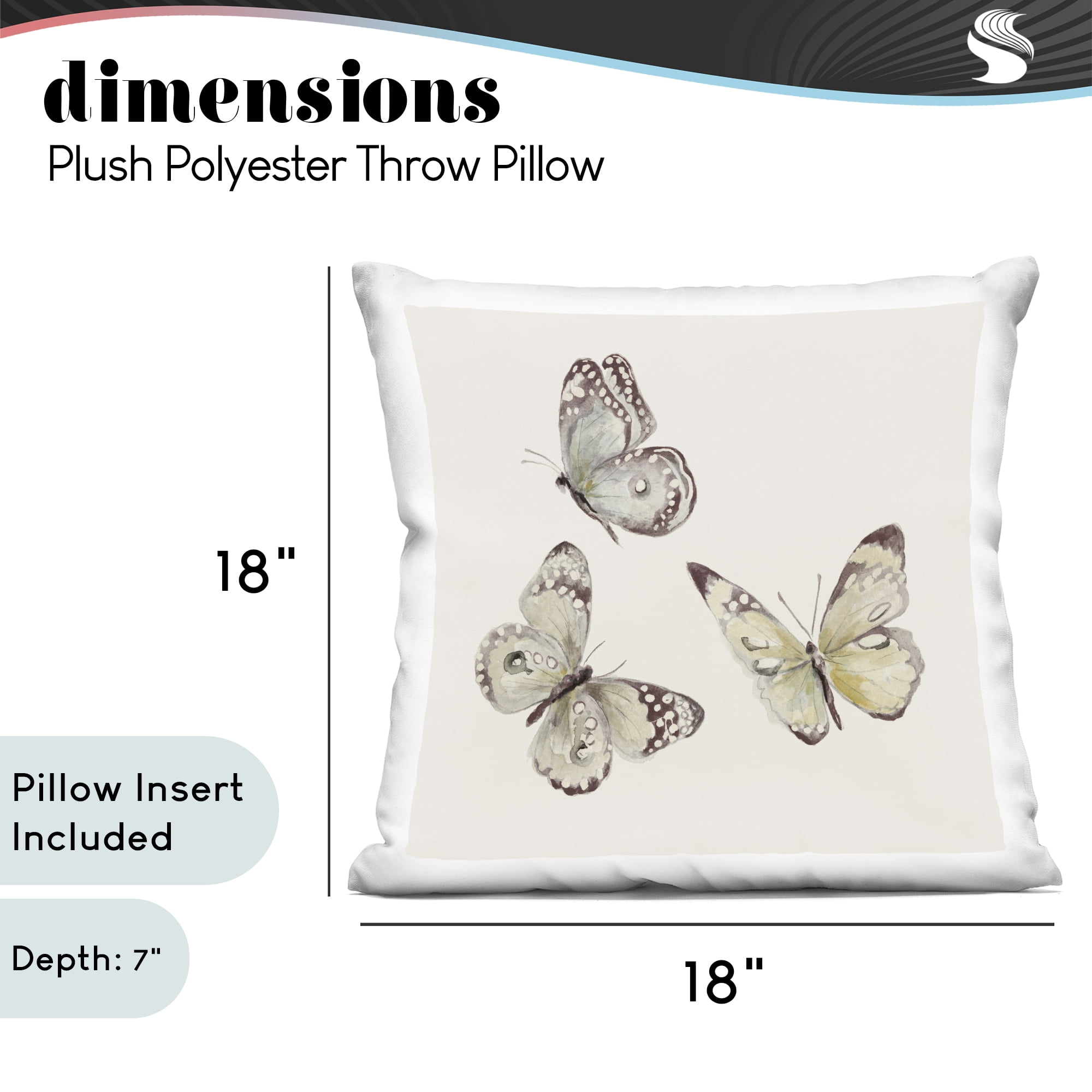 Stupell Industries Neutral Isolated Butterflies Decorative Printed Throw Pillow, design by Patricia Pinto