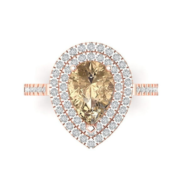 Halo Engagement Ring for Women - 2.48ct Yellow Moissanite in 18K Rose Gold Promise Ring