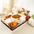 thumbnail image 4 of Manfei Cartoon Ghost Halloween Twin Sheets,Bat Silhouette Print Bedding,3 Pieces,1 Flat Sheet,1 Fitted Sheet and 1 Pillowcase, 4 of 6