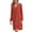 Red, variant on WILLBEST Chambray Dresses for Women 2024 Women's Solid Color Patchwork Midi Dress with Long Sleeves V Neck and Self Tie Belt