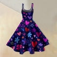 thumbnail image 5 of Valentines Dress for Women Sleeveless Midi Dress Round Neck A-Line Vintage Valentine Heart Print Party Dresses Royal Blue XL, 5 of 6