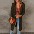 thumbnail image 3 of CILENON Jackets for Women Trendy Womens Round Neck Knitted Cardigan Loose Solid Color Sweater Coat (Brown,S), 3 of 4