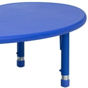 Flash Furniture Half-Moon Plastic Adjustable Kids Preschool Activity Table, 35W x 65L, Blue