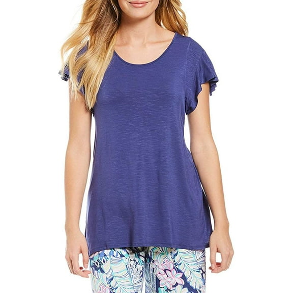 HUE Flutter Sleeve Knit Sleep Top (Small) Deep Cobalt