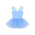 thumbnail image 5 of YEAHDOR Kids Girls Ballet Dance Dress Mesh Splice U-Shape Back Gymnastics Leotard Tutu Dress Light Blue 6, 5 of 7