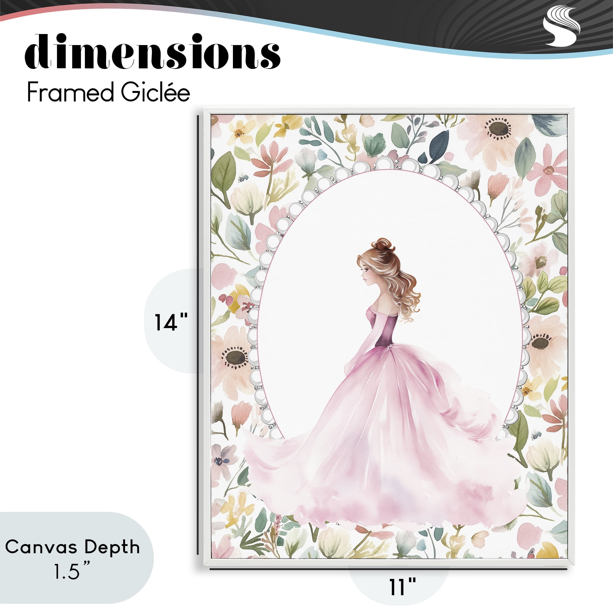 Stupell Industries Elegant Princess Love White Framed Giclee Art, design by Christine Simpson Art