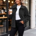 thumbnail image 5 of Edvintorg Outerwear for Women Plus Size Fleece Long Sleeve Zip up Jacket Fall Winter Loose Collared Coat with Pocket Women Clothing S-3XL Black, 5 of 8