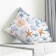 thumbnail image 4 of Throw Pillow Covers 16x16 Inch, Blue Coastal Coral Decorative Pillow Cases for Couch Sofa Bed, Ocean Starfish Shell Marine Life Cotton Linen Square Home Decor Pillowcases with Hidden Zipper, 4 of 7