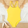 thumbnail image 2 of Aocisk Girls One-Piece Swimsuits Girls Swimsuit for Hot Beach Pool Bathing Sun Upf 50 Long Sleeve Rash Guard Swimwear with Skirt Girls Bathing Suits Yellow 9-10 Years, 2 of 7
