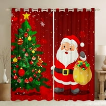 jejeloiu Santa Claus Black Out Curtains,Marry Christmas Tree Curtains Pack of 2 (42x63 Each),Happy New Year Gifts Bedroom Curtains For Kids,Super Cozy Room Decoration