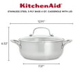 thumbnail image 3 of KitchenAid 3-Ply Base 4 Quart Stainless Steel Induction Casserole with Lid, Metal Utensil and Dishwasher Safe and Oven Safe to 500°F, Brushed Stainless Steel, 3 of 11