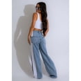 thumbnail image 5 of Women'S Patchwork High Waist Wide Leg Jeans Color Block Denim Straight Leg Trendy Trousers Blue Denim & White S, 5 of 9