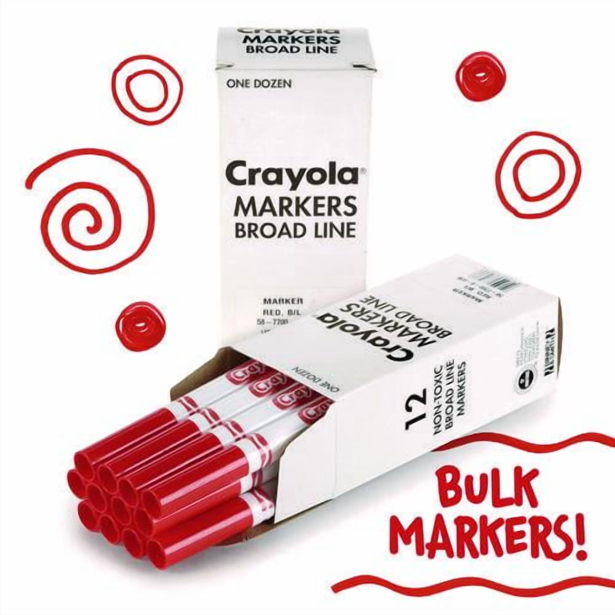 Bulk Broad Line Marker, Broad Bullet Tip, Red, 12/Box | Bundle of 10