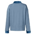 thumbnail image 4 of Delconic Women’s Long Sleeve Ribbed Knit Top With Denim Contrast Button Placket Turn Down Collar Casual Pullover Shirt Royal Blue S, 4 of 4