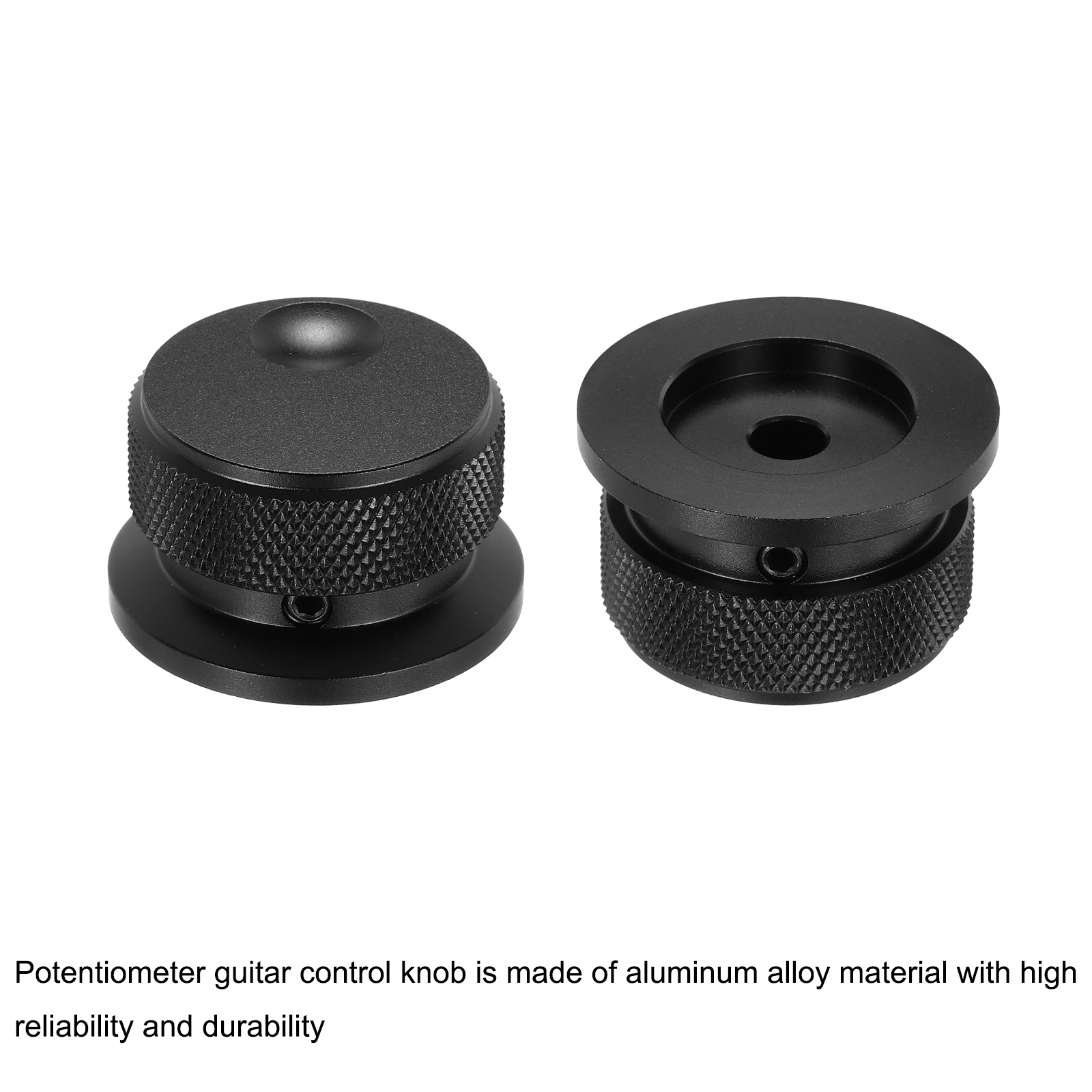 2 Pcs Aluminium Potentiometer Knobs, 1/4" (6mm) Universal Volume Tone Control Knobs with Oval Groove Indicator, 4/5" Black(34x20mm)