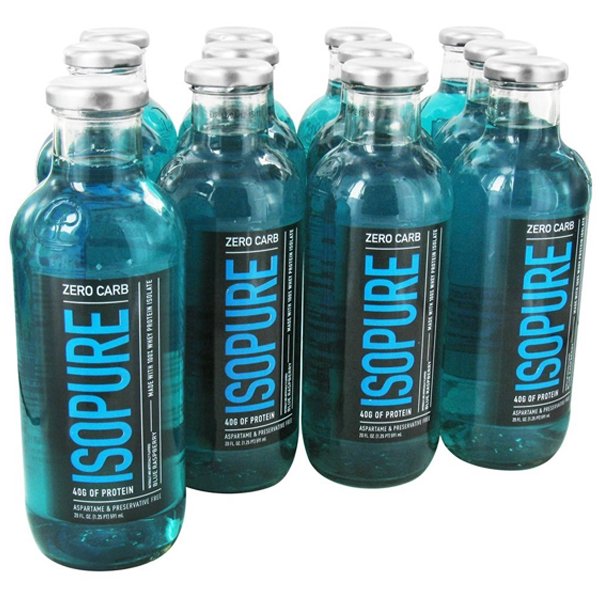 Nature's Best Isopure RTD Zero Carb Blue Raspberry 20 Oz Glass Bottles